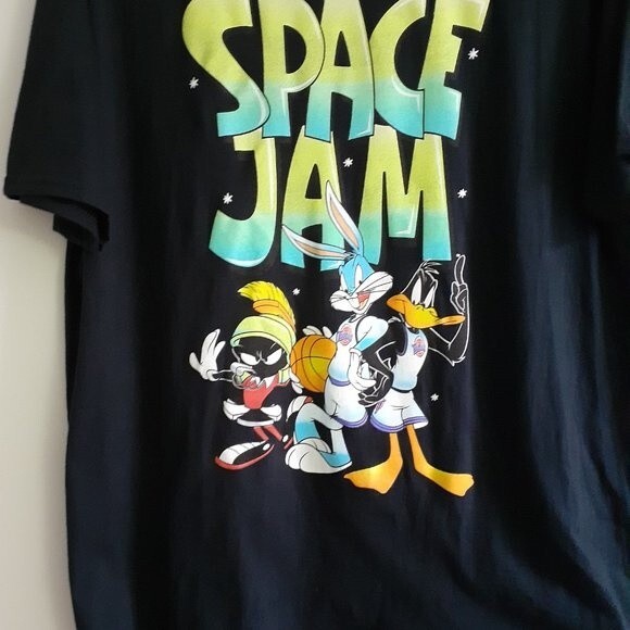 Space Jam 100% Cotton Unisex Graphic Crewneck Black Tee Size XL EUC - Picture 3 of 9